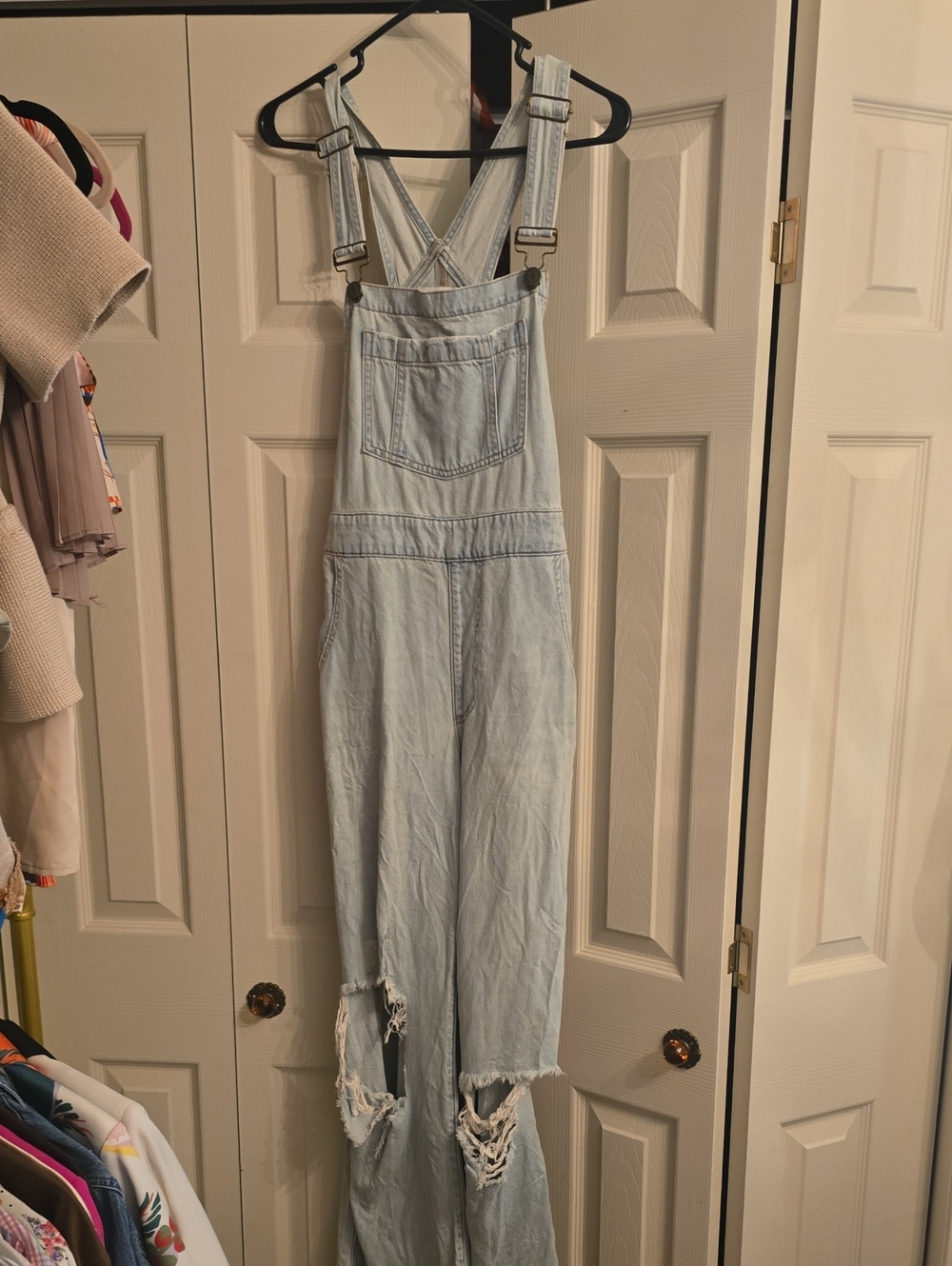 Show Me Your MuMu Light Wash Distressed Denim Overalls